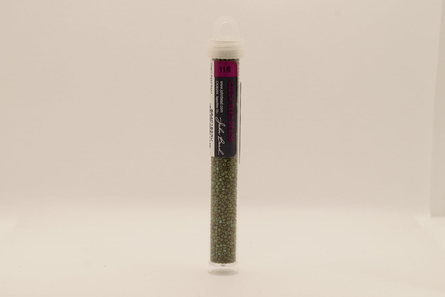 29 - 11/0 Vial Opaque Travertine on Turquoise