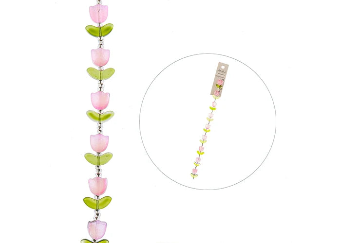 Crystal Lane Bead Strand Tulip Pink