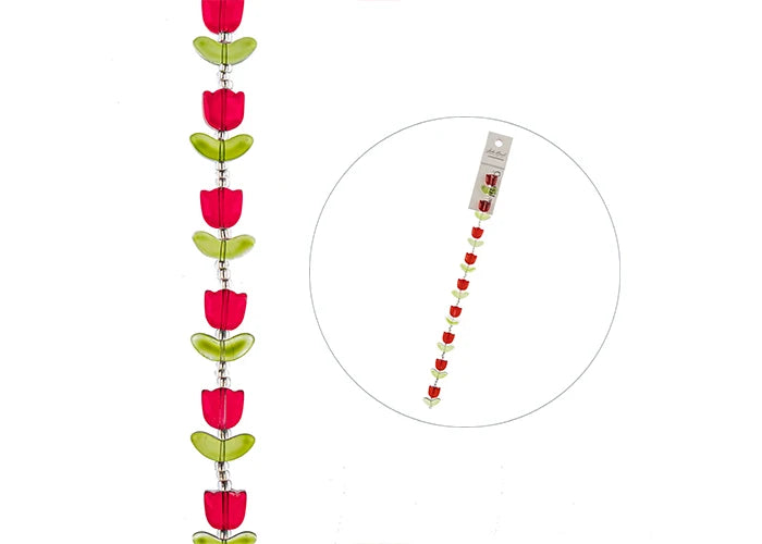Crystal Lane Bead Strand Tulip Red