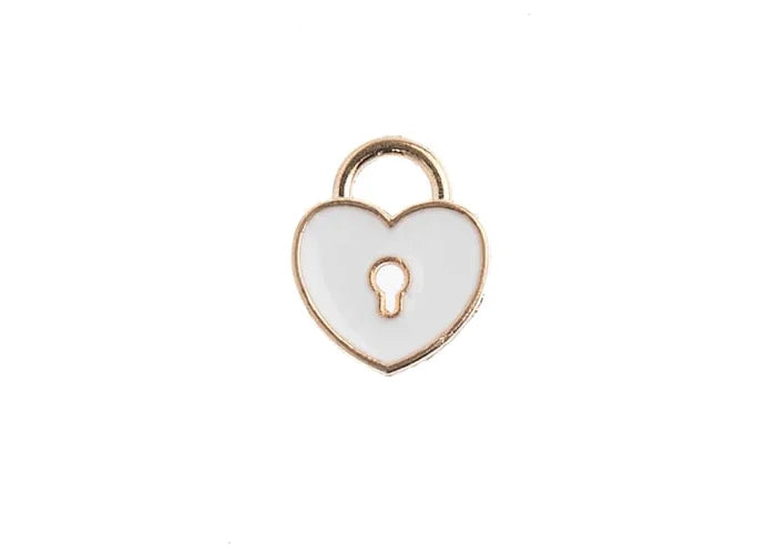 Sweet & Petite Charms 11x13mm Heart Locket White 10pcs