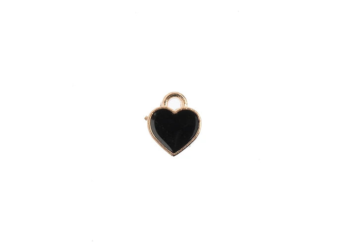 Sweet & Petite Charms 7x8mm Small Hearts Black 10pcs