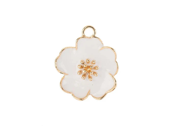 Sweet & Petite Charms 20x24mm White Flower 4pcs