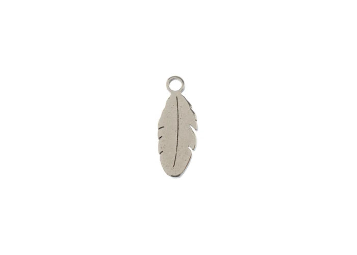 Sweet & Petite Charms 4x10.7mm Feather Silver 10pcs