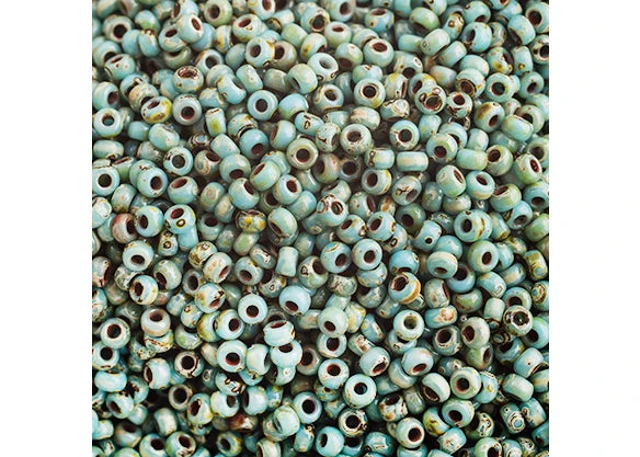 508 - Miyuki Seed Bead 11/0 Opaque Turquoise Blue Picasso