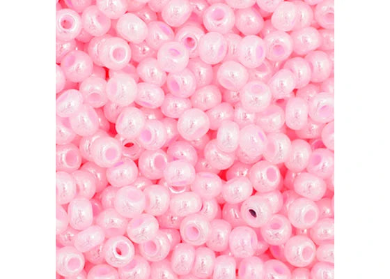 114 - 11/0 Vial Opaque Pale Pink Dyed Pearl