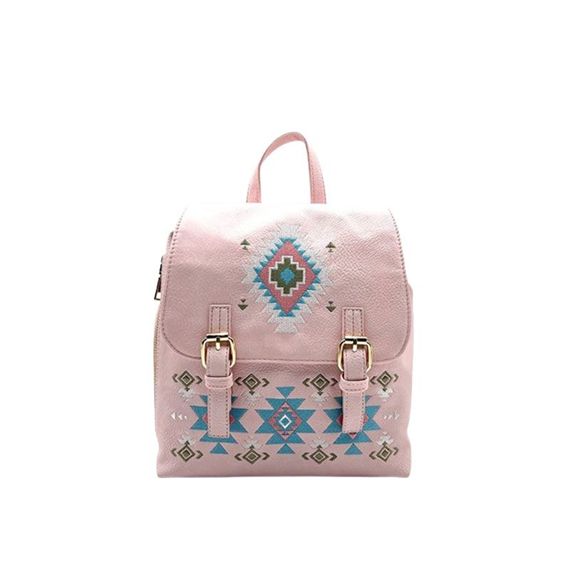 Native Embroidered Backpack – Pink