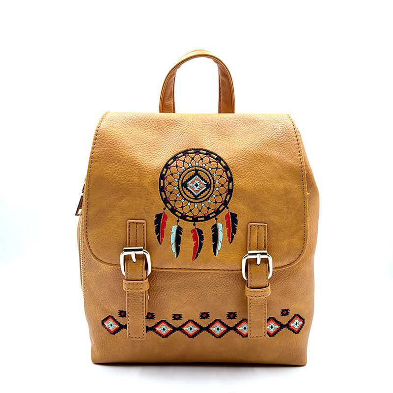 Native Embroidered Dreamcatcher backpack – Orange