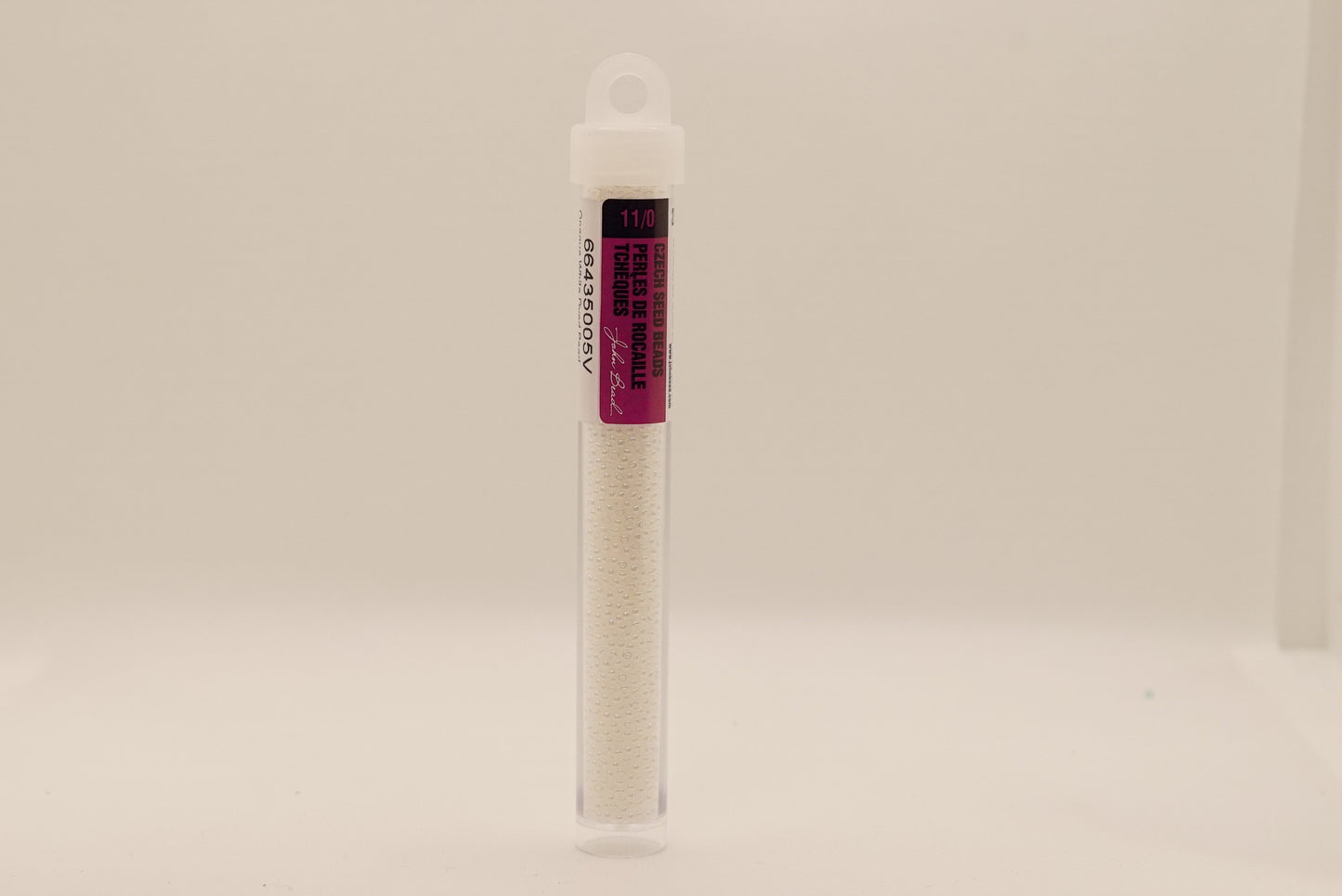 112 - 11/0 Vial Opaque White Dyed Pearl