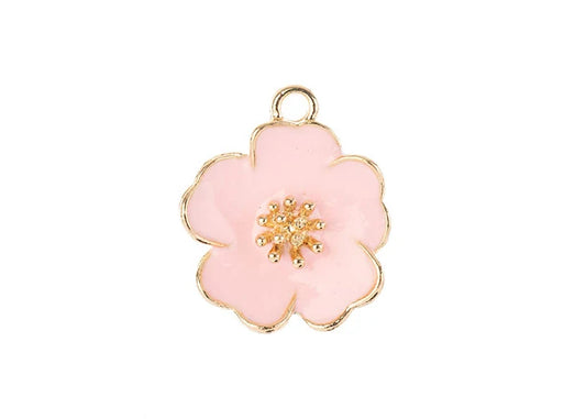 Sweet & Petite Charms 20x24mm Pink Flower 4pcs