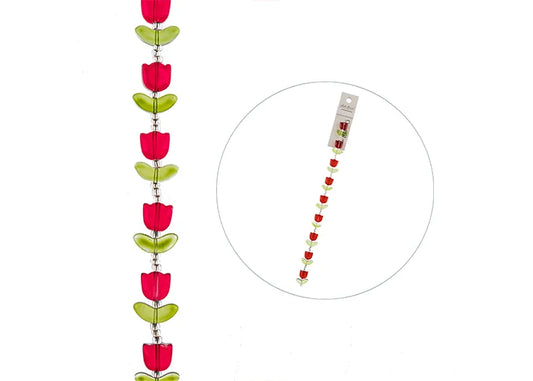 Crystal Lane Bead Strand Tulip Red