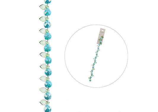 Crystal Lane Bead Strand Pear Opaque Blue, Leaf Green