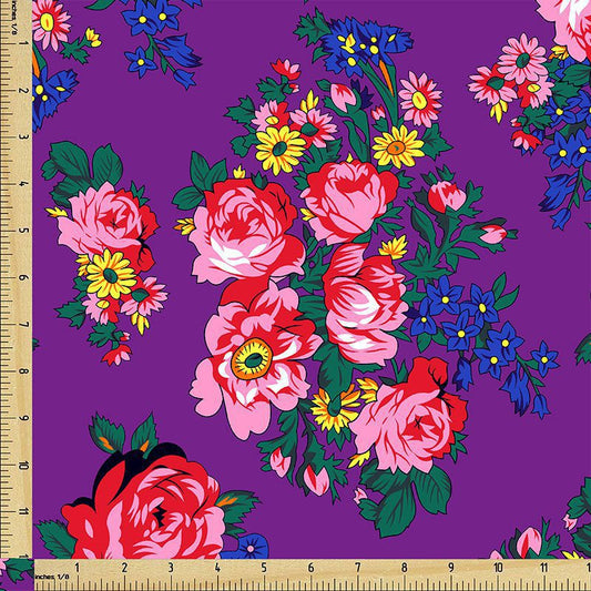 Kokum Flower Cotton Fabric – Purple