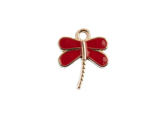 Sweet & Petite Charms 13x16mm Dragonfly Red 10pcs