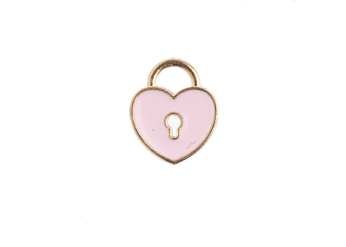 Sweet & Petite Charms 11x13mm Heart Locket Pink 10pcs