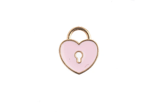 Sweet & Petite Charms 11x13mm Heart Locket Pink 10pcs