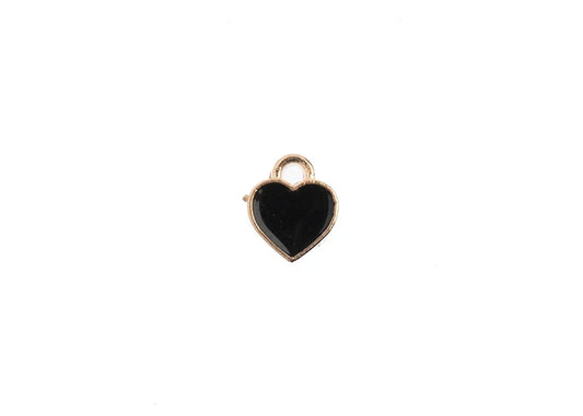 Sweet & Petite Charms 7x8mm Small Hearts Black 10pcs