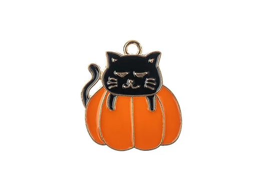 Sweet & Petite Halloween Charms 22x20.5mm Cat in Pumpkin 6pcs