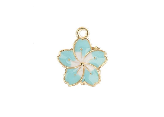 Sweet & Petite Charms 13x16mm Blue Flower 8pcs