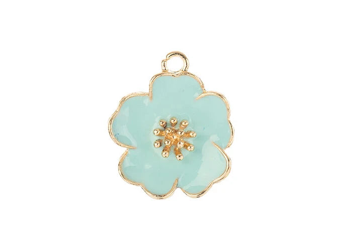Sweet & Petite Charms 20x24mm Blue Flower 4pcs