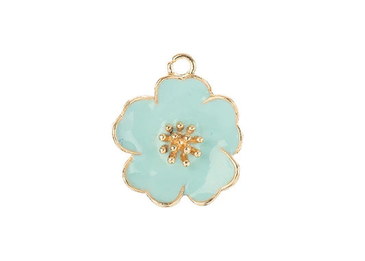 Sweet & Petite Charms 20x24mm Blue Flower 4pcs