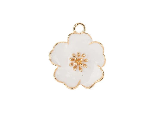 Sweet & Petite Charms 20x24mm White Flower 4pcs
