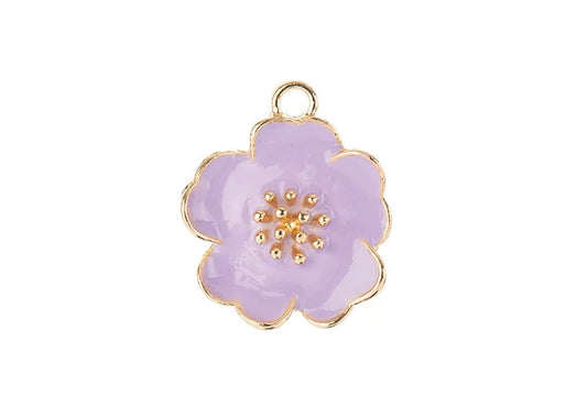 Sweet & Petite Charms 20x24mm Purple Flower 4pcs