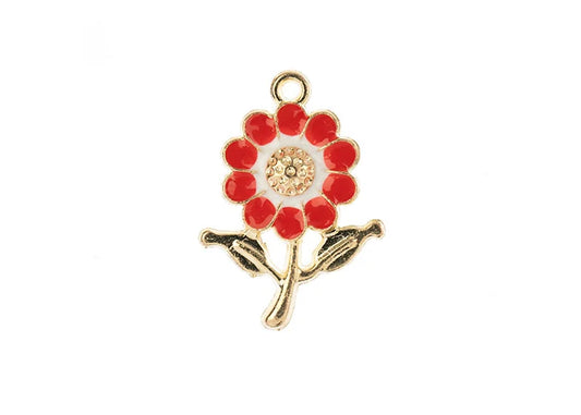 Sweet & Petite Charms 27x19.5mm Daisy Red 8pcs