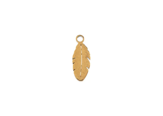 Sweet & Petite Charms 4x10.7mm Feather Gold Plated 6pcs