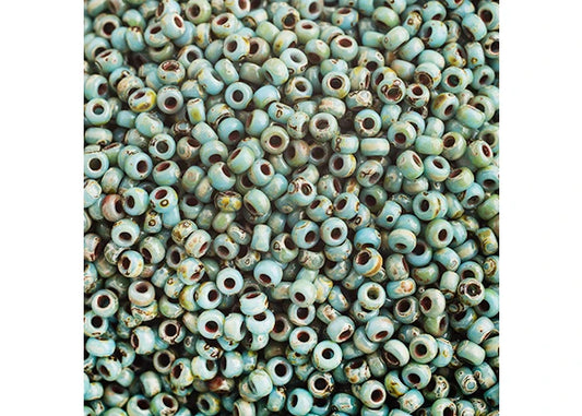 508 - Miyuki Seed Bead 11/0 Opaque Turquoise Blue Picasso