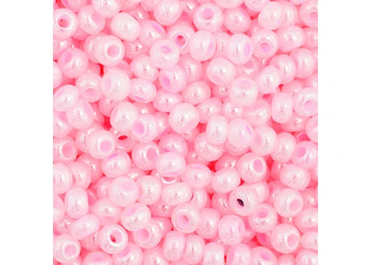 114 - 11/0 Vial Opaque Pale Pink Dyed Pearl