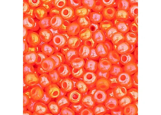 158 - 11/0 Vial Opaque Orange Rainbow Luster