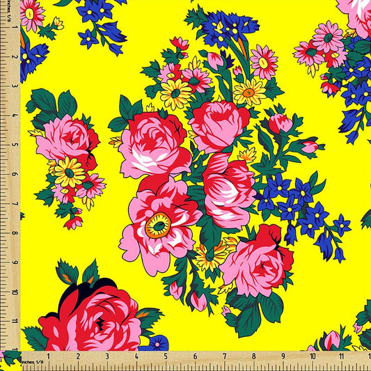 Kokum Flower Cotton Fabric – Yellow