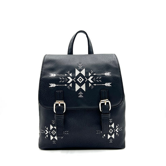 Native Embroidered Backpack – Black