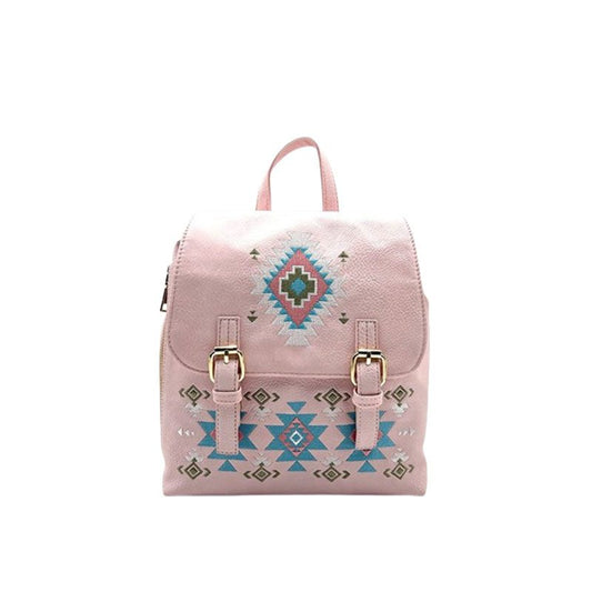 Native Embroidered Backpack – Pink